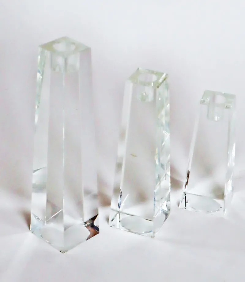 Best Pamono Vintage Crystal Glass Block Candlesticks from Rosenthal, 1980s, Set of 3