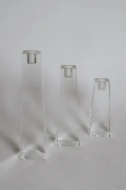 Best Pamono Vintage Crystal Glass Block Candlesticks from Rosenthal, 1980s, Set of 3