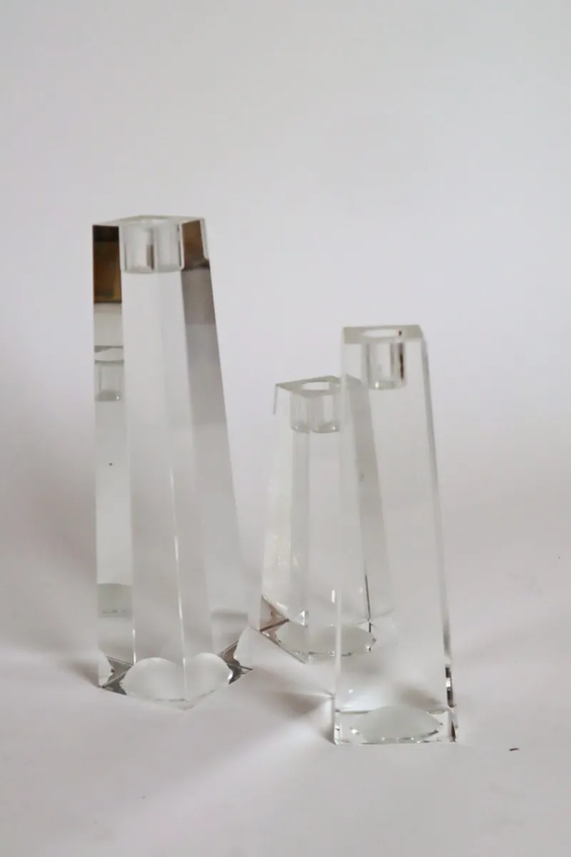 Best Pamono Vintage Crystal Glass Block Candlesticks from Rosenthal, 1980s, Set of 3