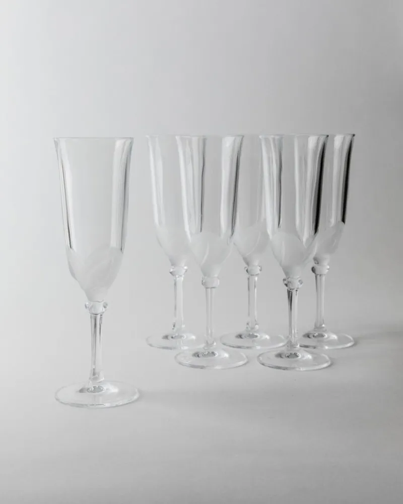 Pamono Vintage Crystal Glass Champagne Glasses by J.G. Durand, 1970s, Set of 6> Glassware