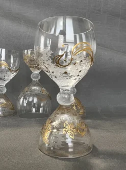 Pamono Vintage Crystal Glasses Magic Flute Model by Bjørn Wiinblad for Rosenthal, 1960s, Set of 5><noscript><img width=
