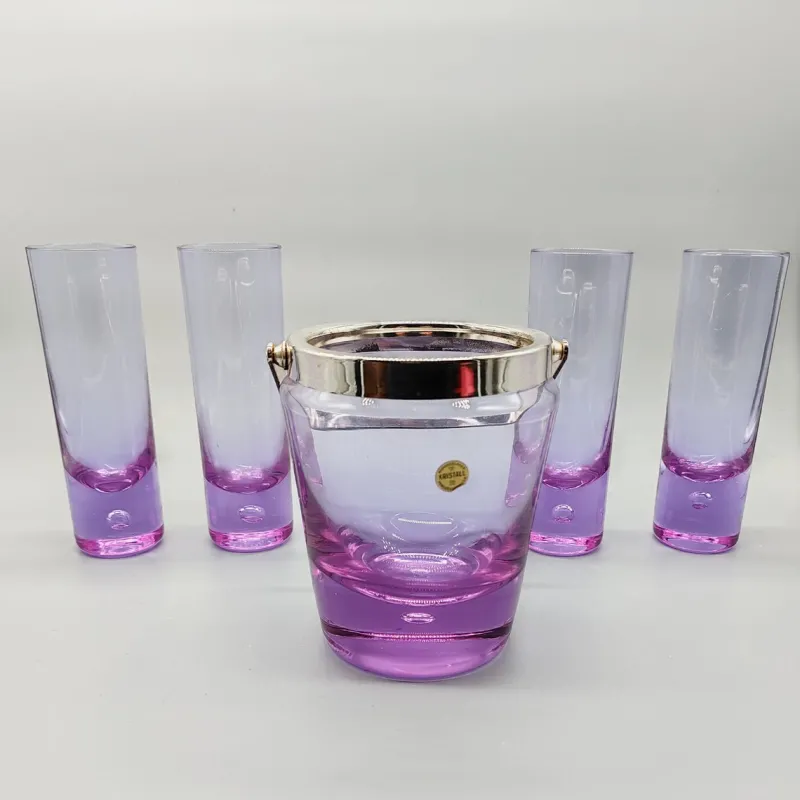 Hot Pamono Vintage Crystal Set with Ice Bucket and 4 Glasses from VB Kristall, 1970s, Set of 5