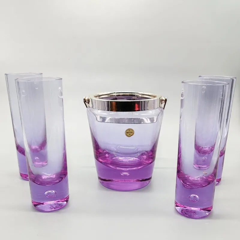 Hot Pamono Vintage Crystal Set with Ice Bucket and 4 Glasses from VB Kristall, 1970s, Set of 5