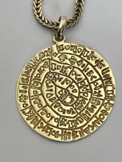 Pamono Vintage 9ct 375 Yellow Gold Ancient Greek Phaistos Disc Necklace> Necklaces