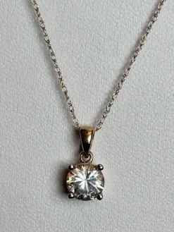 Outlet Pamono Vintage 9ct Gold Cubic Zirconia Pendant Necklace