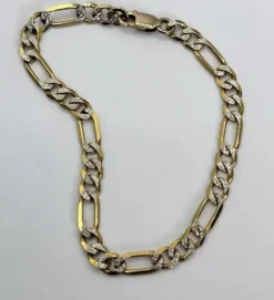Clearance Pamono Vintage 9ct Gold Diamond Cut Figaro Bracelet