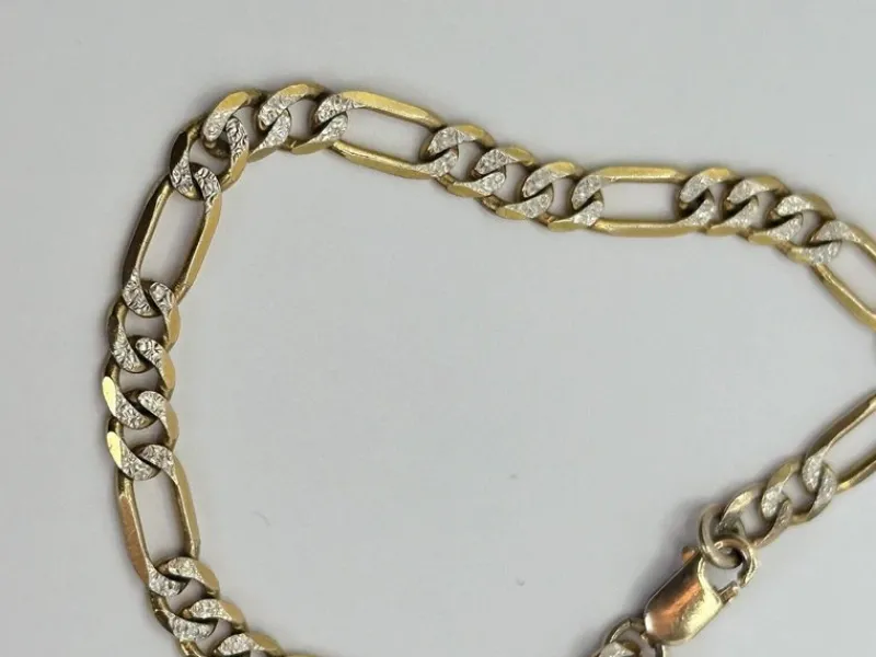 Clearance Pamono Vintage 9ct Gold Diamond Cut Figaro Bracelet