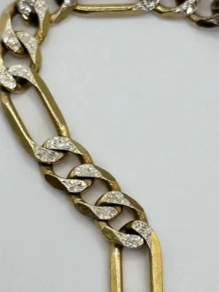 Clearance Pamono Vintage 9ct Gold Diamond Cut Figaro Bracelet