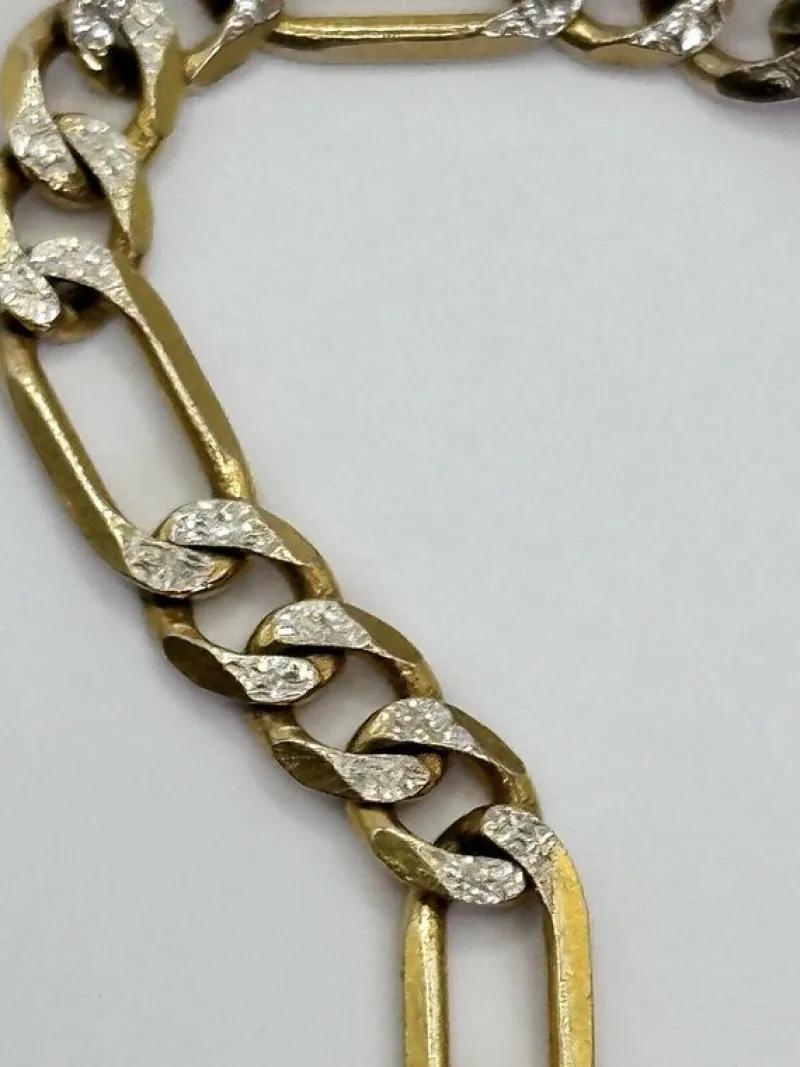 Clearance Pamono Vintage 9ct Gold Diamond Cut Figaro Bracelet