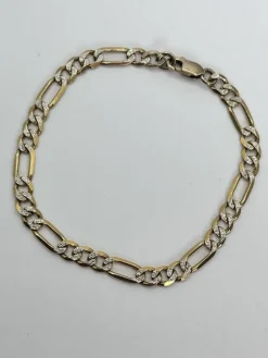 Clearance Pamono Vintage 9ct Gold Diamond Cut Figaro Bracelet
