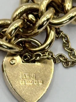 Outlet Pamono Vintage 9ct Gold Heart Padlock Bracelet