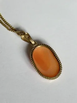 Hot Pamono Vintage 9ct Gold Shell Cameo Pendant Necklace