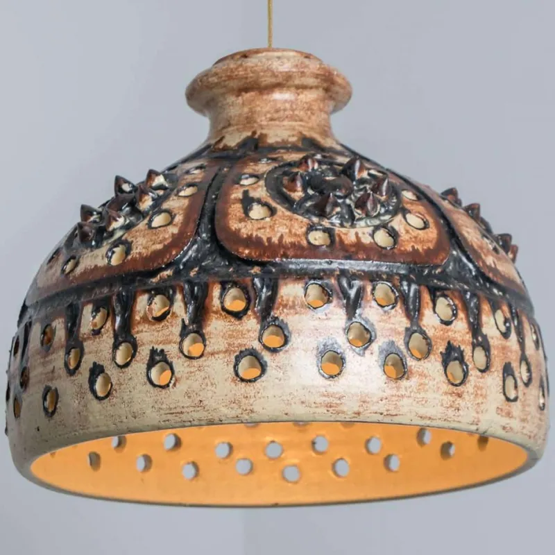 Pamono Vintage Danish Ceramic Pendant with Holes and Spikes, 1960s> Ceiling Lights