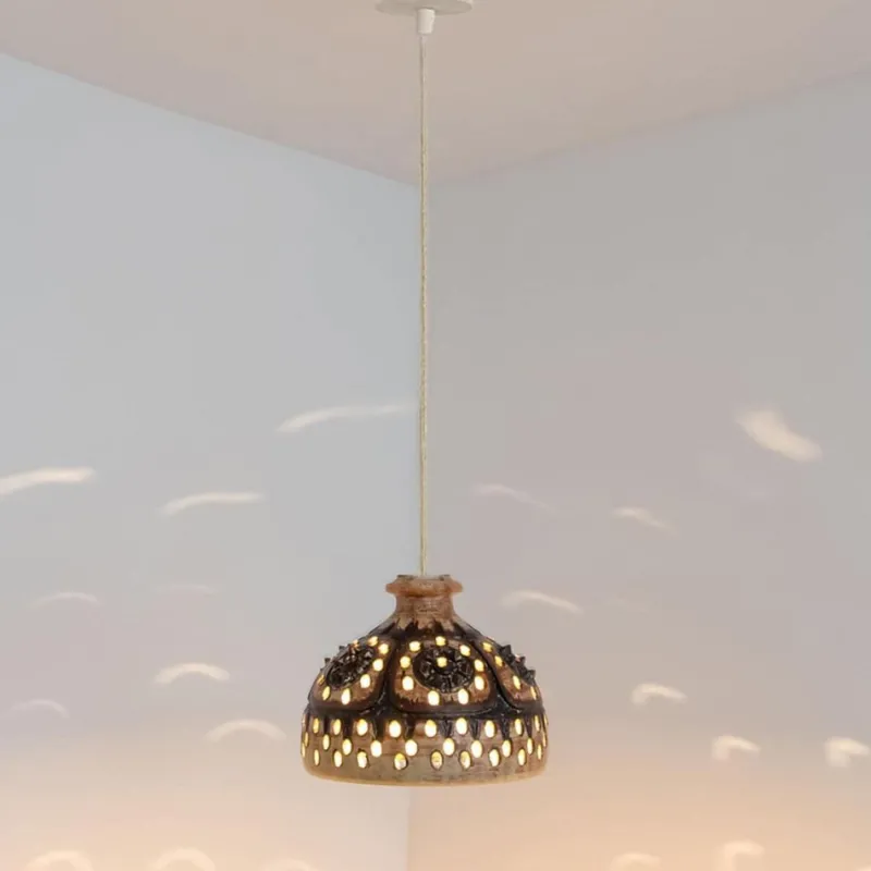 Pamono Vintage Danish Ceramic Pendant with Holes and Spikes, 1960s> Ceiling Lights
