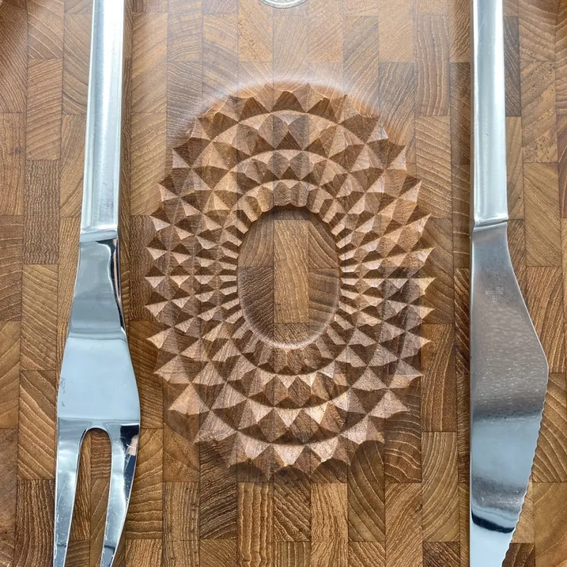 Pamono Vintage Danish Cutting Board with Cutlery from Digsmed, 1960s> Serving Dishes