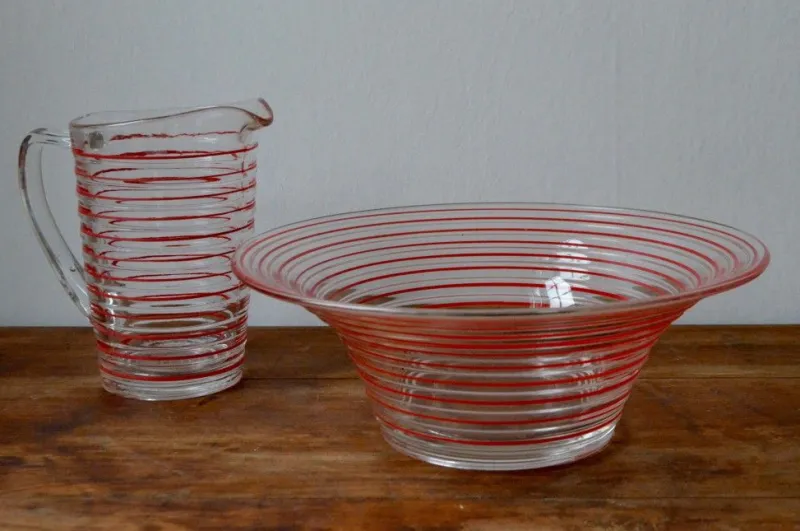 Discount Pamono Vintage Danish Glass Salad Bowl & Pitcher by Jacob E. Bang for Holmegaard, Set of 2