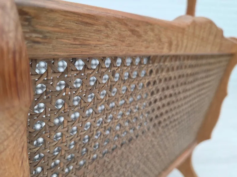 Pamono Vintage Danish Newspaper Holder in Oak and Furniture Mesh, 1970s> Magazine Racks