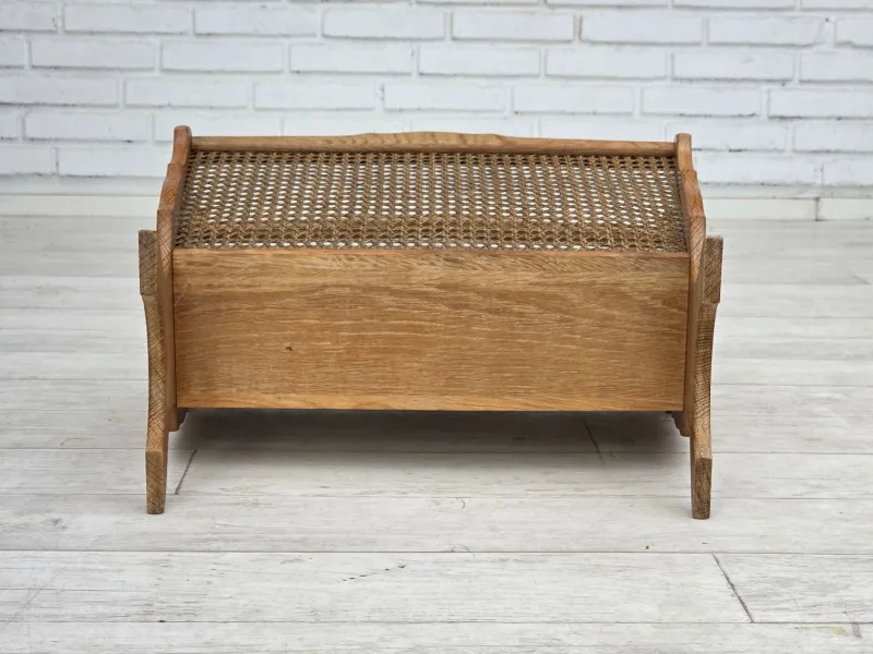 Pamono Vintage Danish Newspaper Holder in Oak and Furniture Mesh, 1970s> Magazine Racks