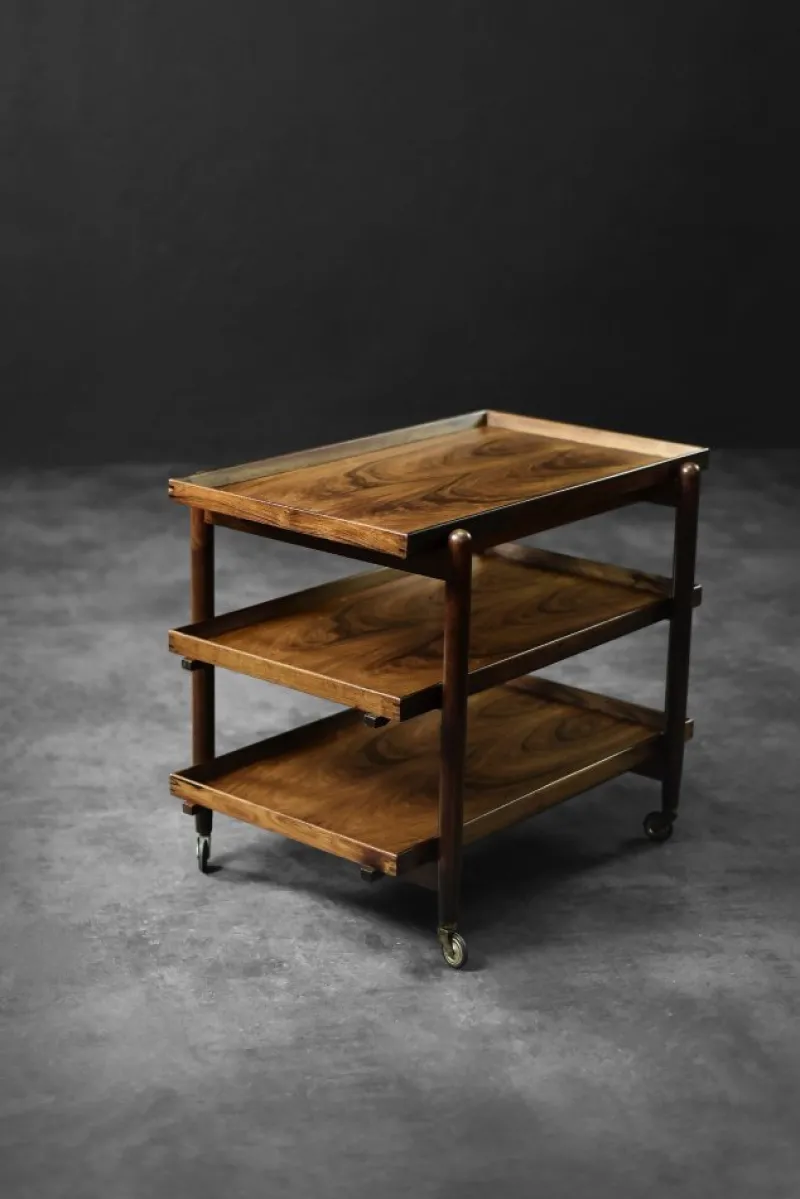 Online Pamono Vintage Danish Rosewood Serving Trolley by Poul Hundevad, 1960s