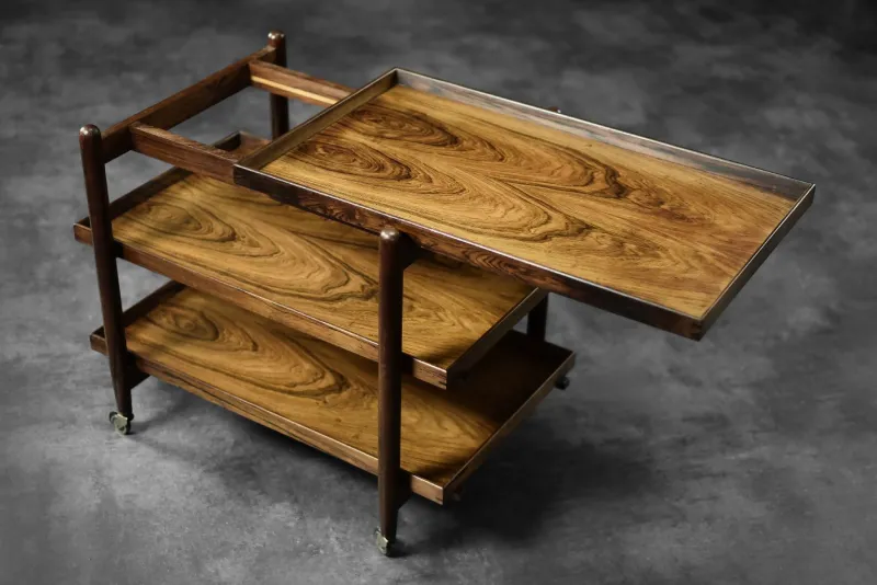 Online Pamono Vintage Danish Rosewood Serving Trolley by Poul Hundevad, 1960s