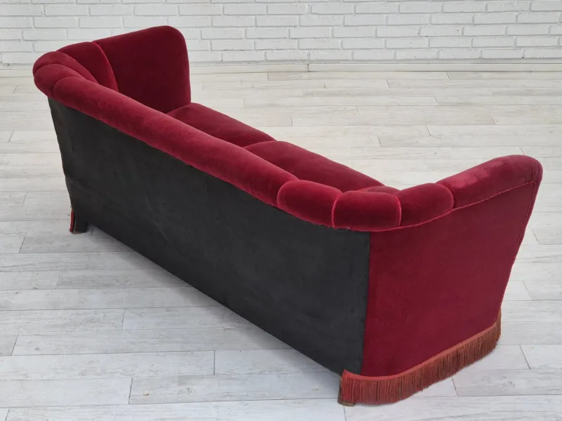 Online Pamono Vintage Danish 3-Seater Sofa in Cherry-Red Furniture Velour, 1960s