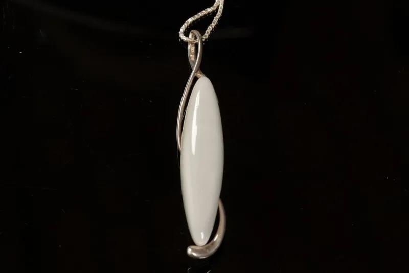 Pamono Vintage Danish Silver Necklace with Porcelain Pendant from Royal Copenhagen, 1960s> Necklaces
