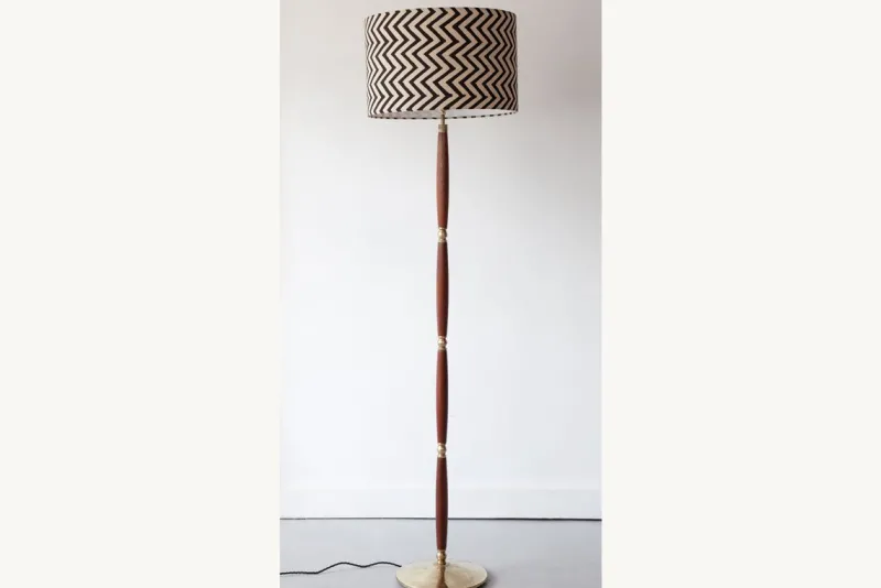 Pamono Vintage Danish Teak and Brass Floor Lamp, 1960s> Floor Lamps