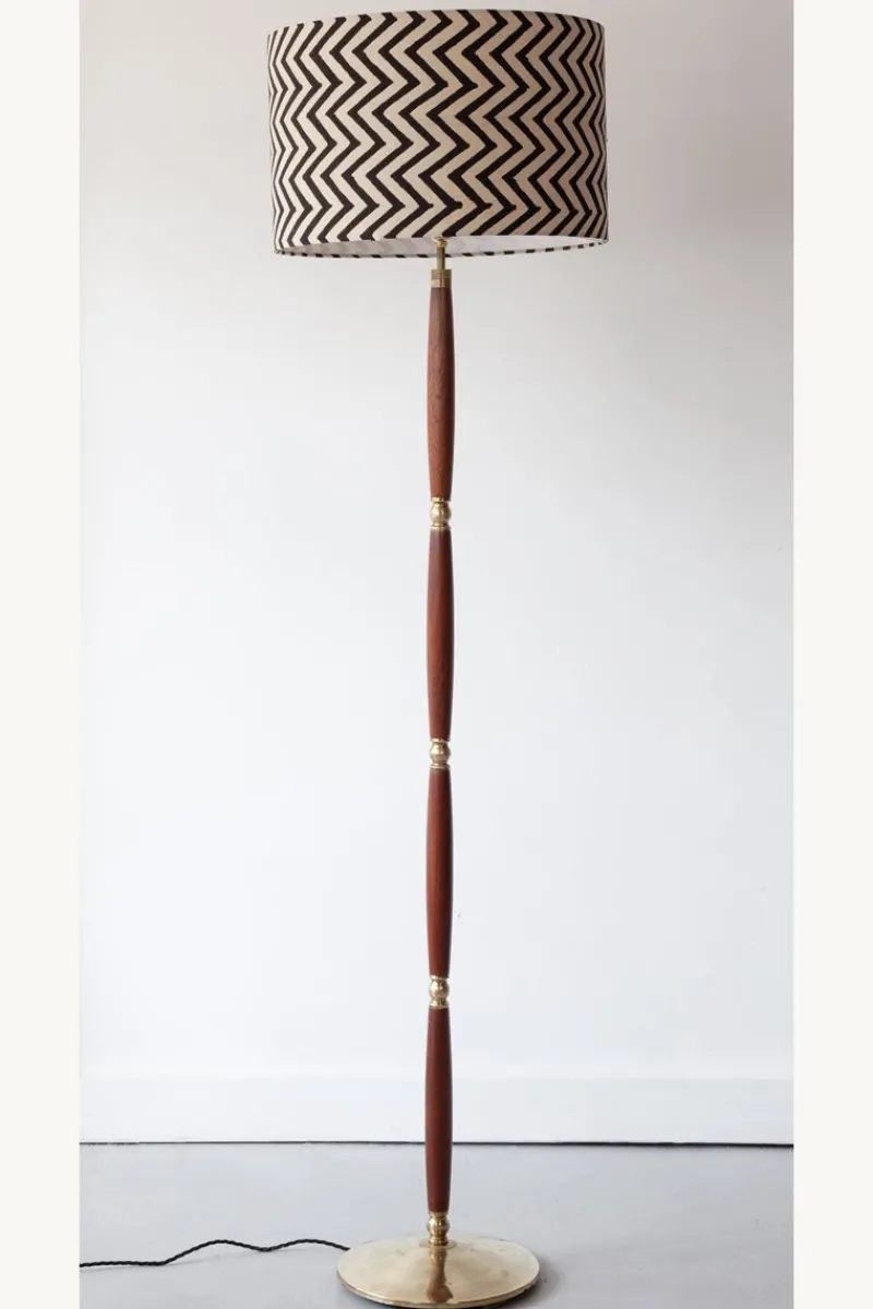 Pamono Vintage Danish Teak and Brass Floor Lamp, 1960s> Floor Lamps