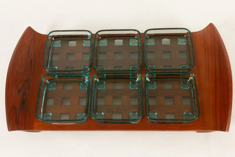 New Pamono Vintage Danish Teak and Glass Tray by Jens Quistgaard for IHQ Dansk Designs, 1960s