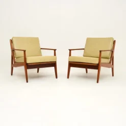 New Pamono Vintage Danish Teak and Leather Armchairs attributed to Arne Vodder, 1960s, Set of 2