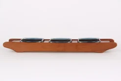 Pamono Vintage Danish Teak Tray with Glass Bowls, Set of 4> Trays