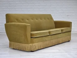 Pamono Vintage Danish Three-Seater Sofa in Light Green Furniture Velour, 1970s> Couches & Sofas
