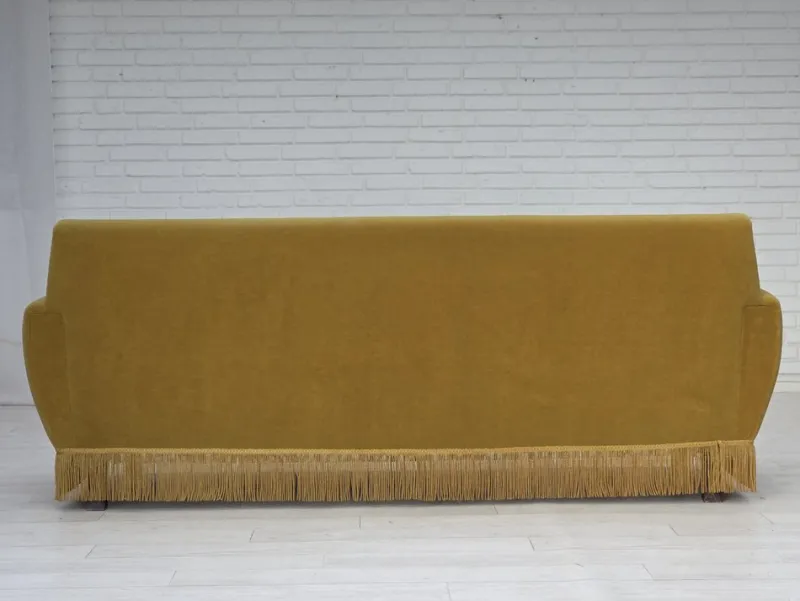 Pamono Vintage Danish Three-Seater Sofa in Light Green Furniture Velour, 1970s> Couches & Sofas