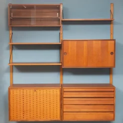 Pamono Vintage Danish Two-Bay Wall System Bookcase in Teak by Poul Cadovius> Shelves & Wall Units