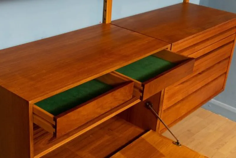Pamono Vintage Danish Two-Bay Wall System Bookcase in Teak by Poul Cadovius> Shelves & Wall Units