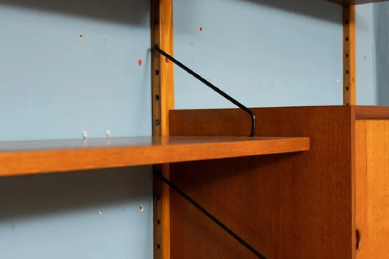 Pamono Vintage Danish Two-Bay Wall System Bookcase in Teak by Poul Cadovius> Shelves & Wall Units