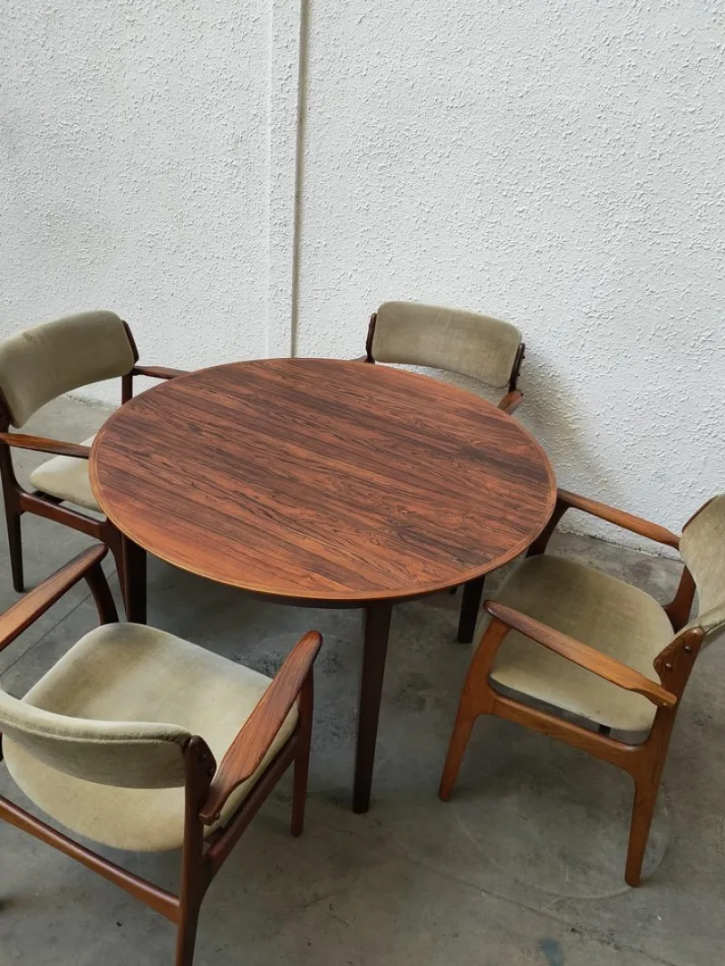 Pamono Vintage Dining Set by Erik Buck, Set of 11> Side Chairs & Dining Chairs
