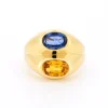 Pamono Vintage Double Band Ring in 18K Gold with Yellow and Blue Sapphire, 1980s> Rings