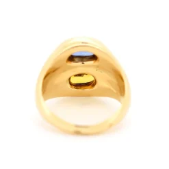 Pamono Vintage Double Band Ring in 18K Gold with Yellow and Blue Sapphire, 1980s><noscript><img width=