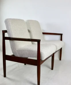 Pamono Vintage Double Sofa Bench in Ivory Bouclé, 1970s><noscript><img width=