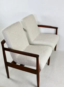 Pamono Vintage Double Sofa Bench in Ivory Bouclé, 1970s><noscript><img width=