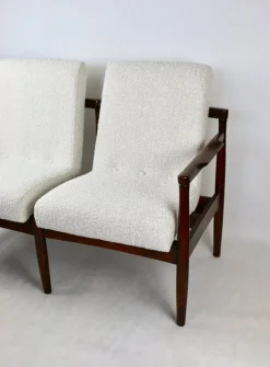 Pamono Vintage Double Sofa Bench in Ivory Bouclé, 1970s><noscript><img width=
