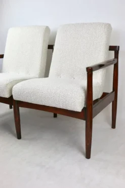 Pamono Vintage Double Sofa Bench in Ivory Bouclé, 1970s><noscript><img width=