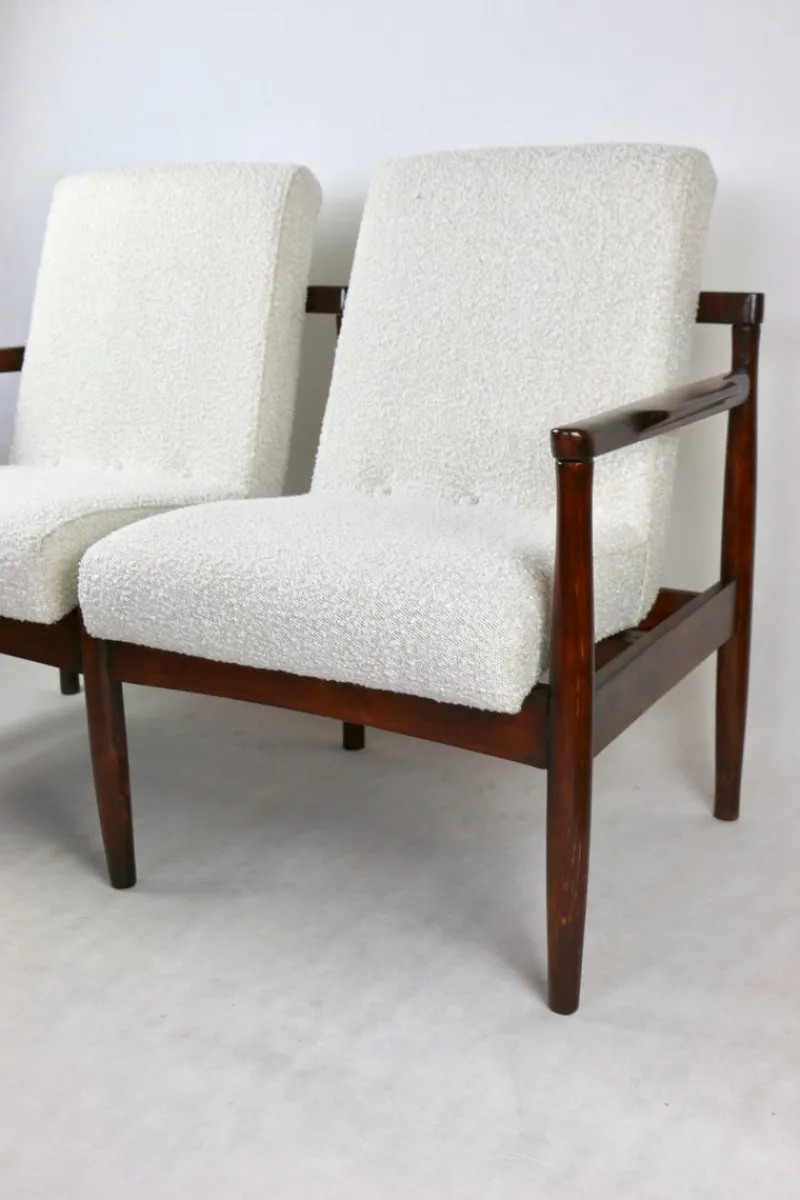 Pamono Vintage Double Sofa Bench in Ivory Bouclé, 1970s> Benches