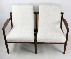 Pamono Vintage Double Sofa Bench in Ivory Bouclé, 1970s><noscript><img width=