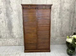 Best Pamono Vintage Double Tambour Filing Cabinet in Oak, 1920s