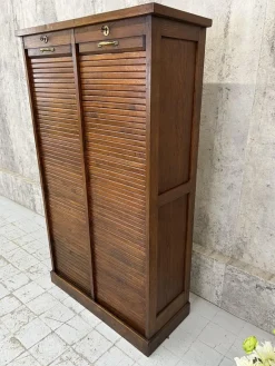Best Pamono Vintage Double Tambour Filing Cabinet in Oak, 1920s