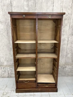 Best Pamono Vintage Double Tambour Filing Cabinet in Oak, 1920s