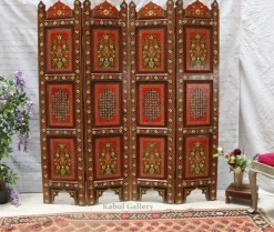 Hot Pamono Vintage Double-Sided Hand Painted Room Divider in Teak, 1980s