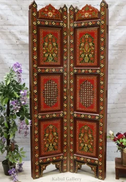 Hot Pamono Vintage Double-Sided Hand Painted Room Divider in Teak, 1980s